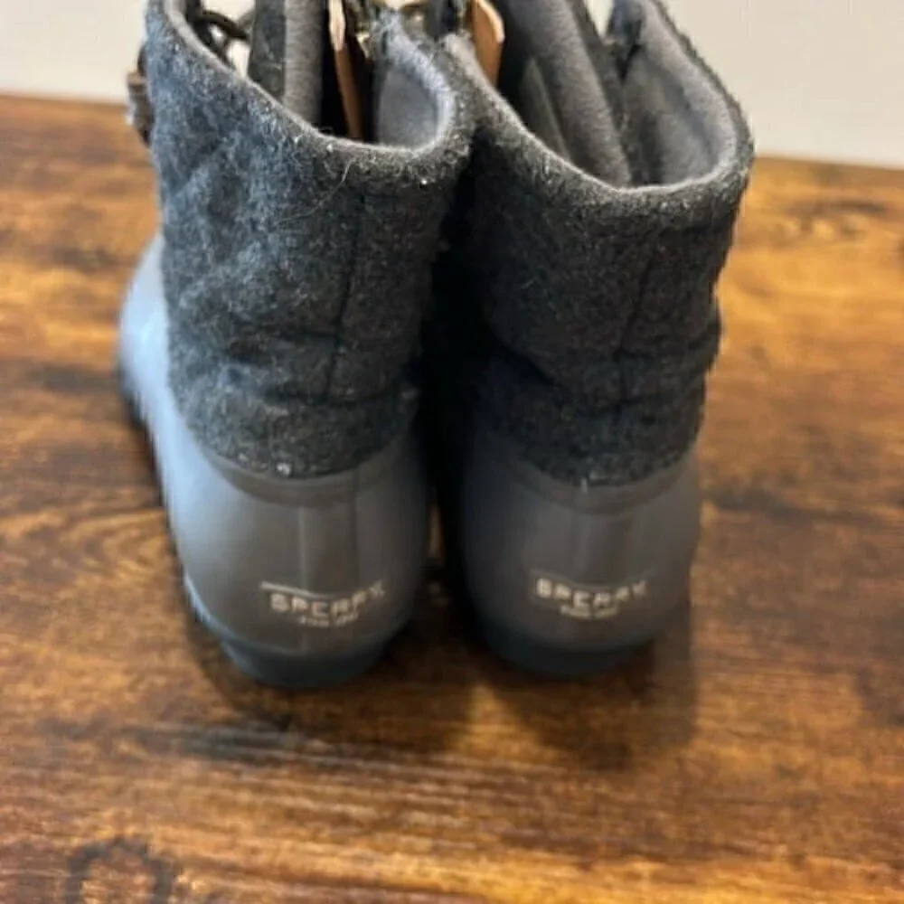 Sperry gray saltwater rain duck booots wool blend size 7
